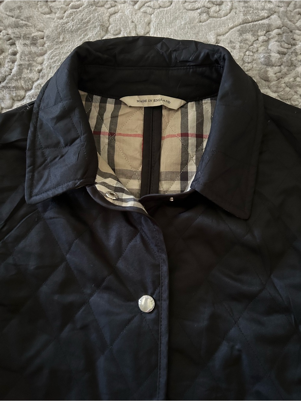 BURBERRY QUILTED NOVA CHECK JACKET SIZE XS BLACK - Picture 3 of 11